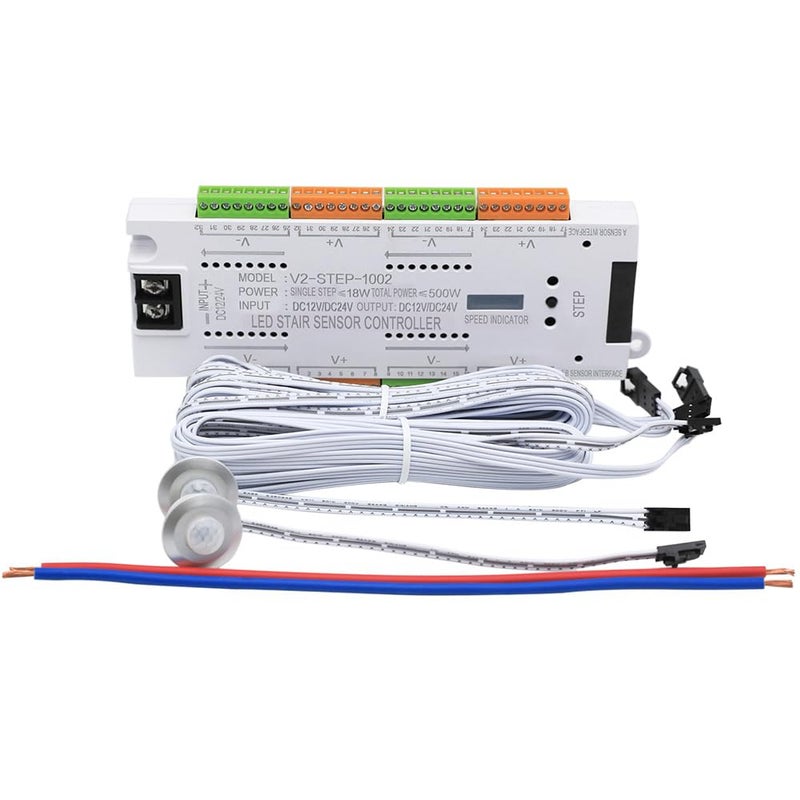 protium 32CH LED Motion Sensor Controller for LED Staircase LED Strip Lighting (Adjustable Upto 32 Steps Without Power Supply and LED Strips) PR12-333R - Image 1