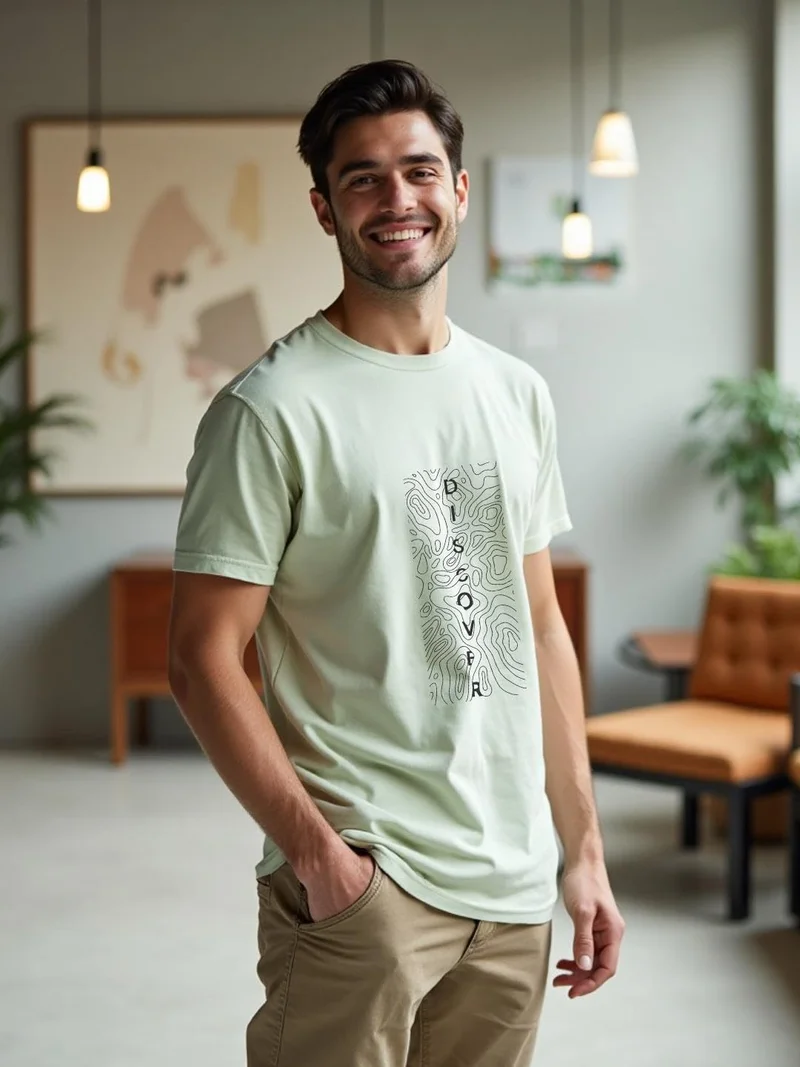 نوبيرو تيشيرت قطن رجالي أخضر نعناعي بقصة عادية