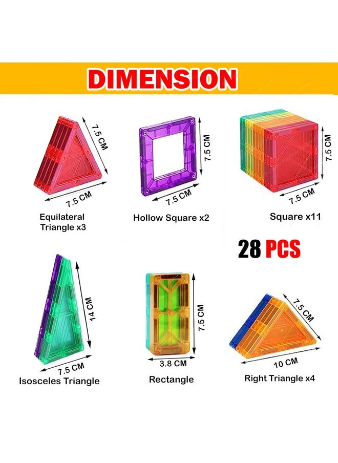 FunBlast FunBlast Magnet Building Blocks for Kids, Magnetic Blocks for Kids Toys for 3+ Yrs Old Boys Girls, DIY Educational STEM Toy for 3+ Years Kids, Learning and Construction Toys (28 Pcs)  - Image 2