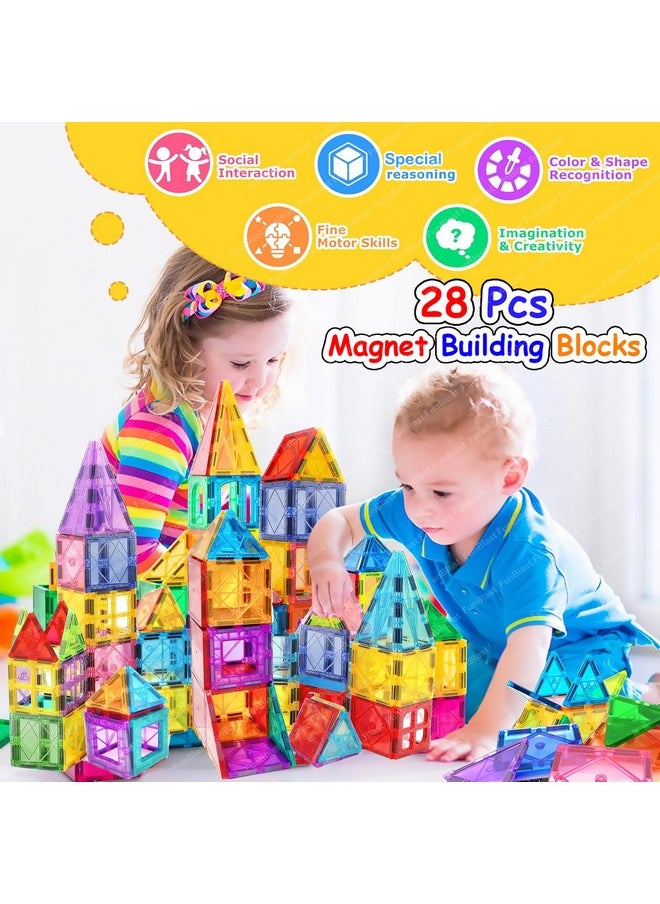 FunBlast FunBlast Magnet Building Blocks for Kids, Magnetic Blocks for Kids Toys for 3+ Yrs Old Boys Girls, DIY Educational STEM Toy for 3+ Years Kids, Learning and Construction Toys (28 Pcs)  - Image 4