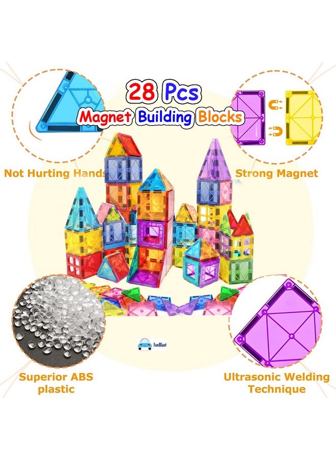 FunBlast FunBlast Magnet Building Blocks for Kids, Magnetic Blocks for Kids Toys for 3+ Yrs Old Boys Girls, DIY Educational STEM Toy for 3+ Years Kids, Learning and Construction Toys (28 Pcs)  - Image 3