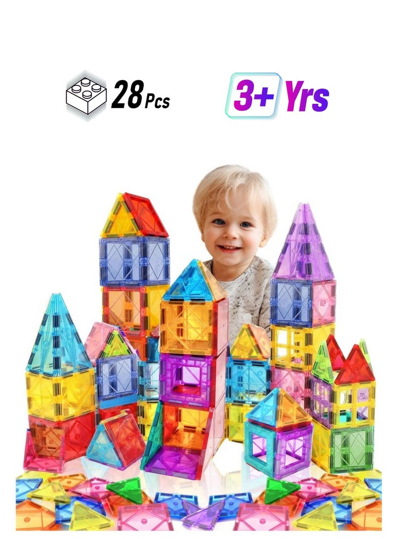 FunBlast Magnet Building Blocks for Kids, Magnetic Blocks for Kids Toys for 3+ Yrs Old Boys Girls, DIY Educational STEM Toy for 3+ Years Kids, Learning and Construction Toys (28 Pcs) - Image 1