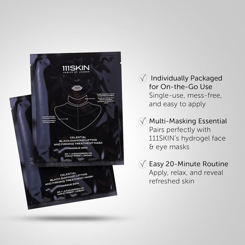 111SKIN Black Diamond Lifting Firming Neck Mask Hydrogel Neck Wrinkle Masks for Fine Lines Sagging Skin on Chest Dcolletage with Peptide Niacinamide 5 Sheet Masks 145 fl oz Each - Image 3