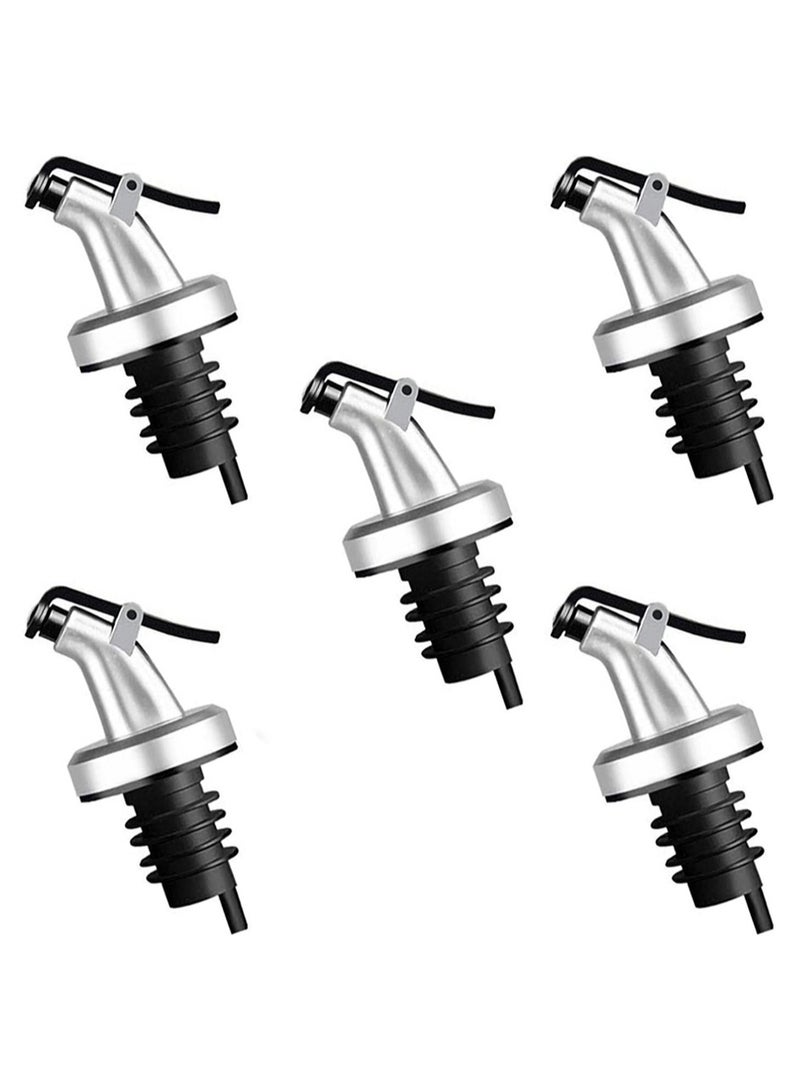 5 PCS Oil Pour Spouts，Olive Oil Vinegar Bottle Stopper Dispenser, Oil Bottle Stopper for Kitchen and Bar，Oil Dispenser Top, Leakproof Bottle Spouts for Oil, Vinegar, Olive Oil  - Image 1