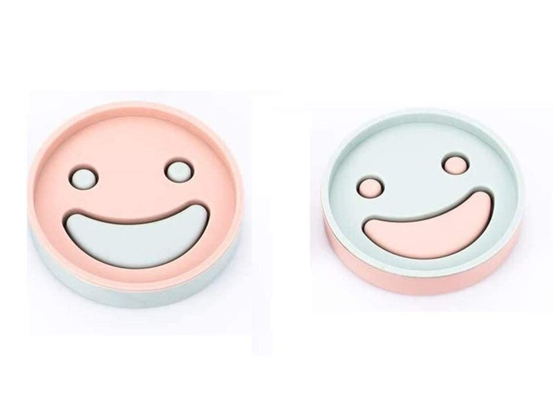 OANGO Square Soap Case Travel Soap Holder Soap Container Double Drained Cute Large Smiley Bathroom Home Toilet Soap Holder Round - 2 Pack (2) - Image 1