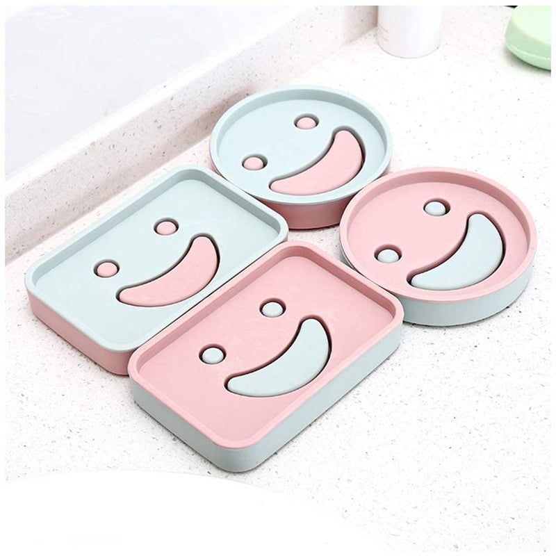 OANGO Square Soap Case Travel Soap Holder Soap Container Double Drained Cute Large Smiley Bathroom Home Toilet Soap Holder Round - 2 Pack (2) - Image 4