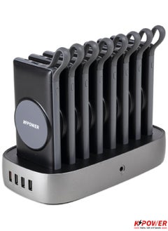 KPOWER 8 in 1 Wireless Power Bank Station 10000mAh with Built-in Cable, Power Delivery 20W QC Wireless and 1 Rapid Re-Charging Station with 4 USB Output Color: Black  - Image 2