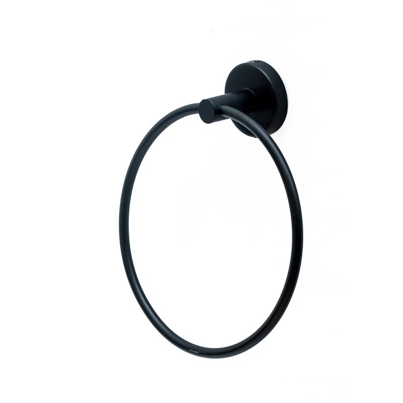 BonKaso 304 Stainless Steel Round Towel Ring – Wall Mounted Napkin Holder for Bathroom, Kitchen & Wash Basin | Rustproof Hand & Face Towel Hanger | Matte Black Finish | Space-Saving Design - Image 5