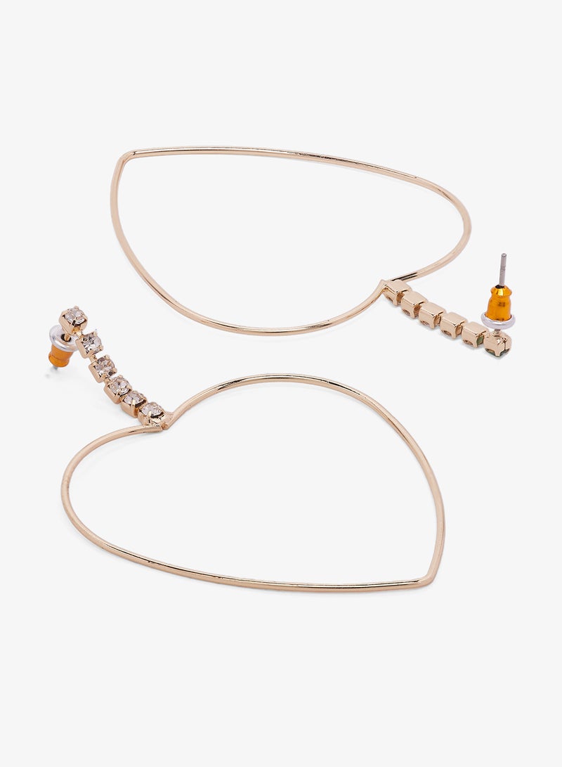 Ginger Rhinestone Embellished Heart Shaped Hoop Earrings - Image 2