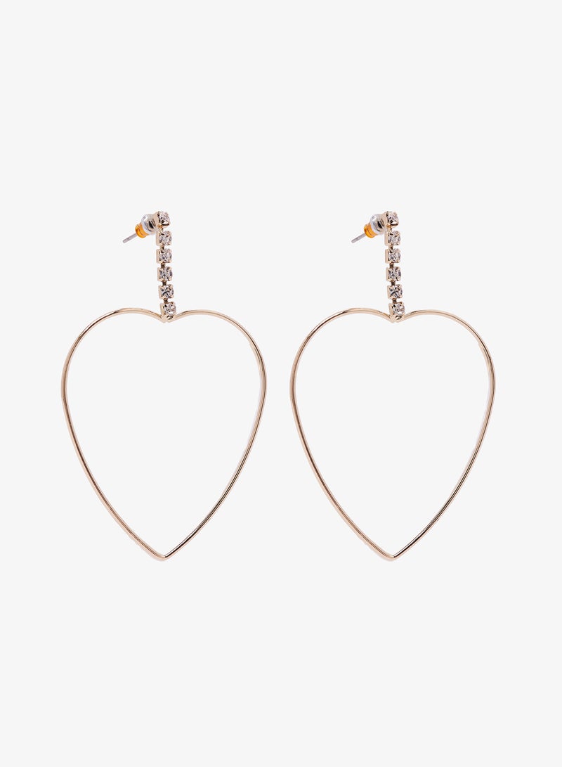 Ginger Rhinestone Embellished Heart Shaped Hoop Earrings - Image 1