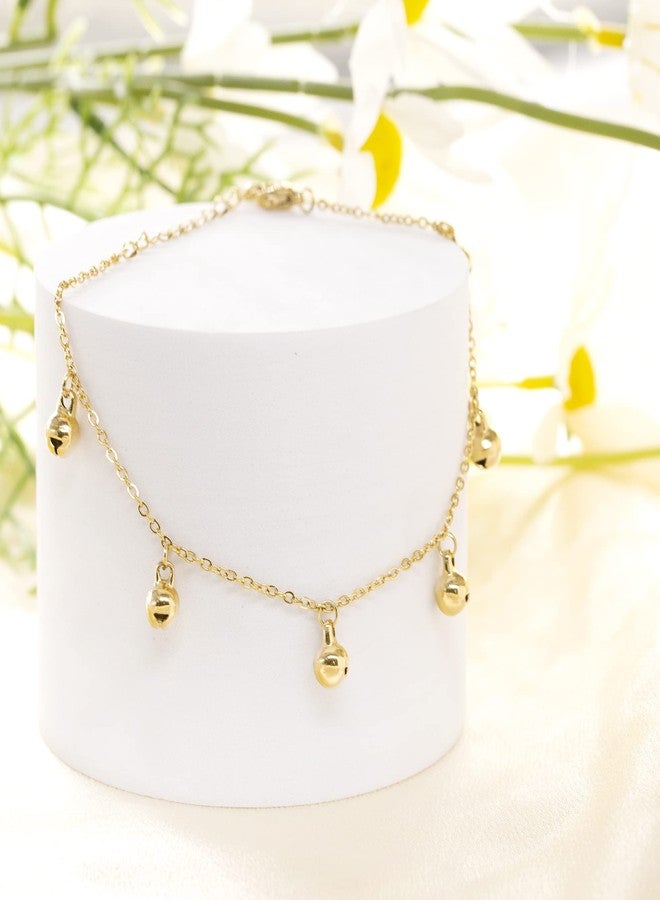 ELBLUVF Stainless Steel Gold Rose Gold Plated Bells Chain Beach Anklets Foot Jewelry Adjustable For Women (Gold) - Image 5