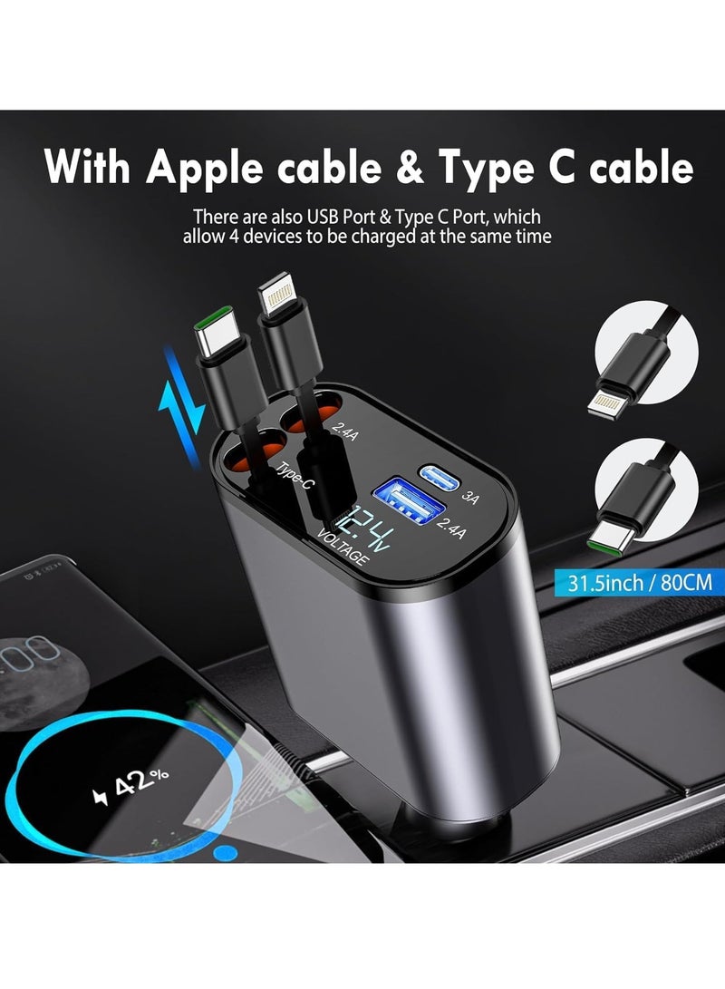 ELTRAZONE "Car Charger with Retractable Type-C Cable – Quick Charge and Tangle-Free Design" - Image 2