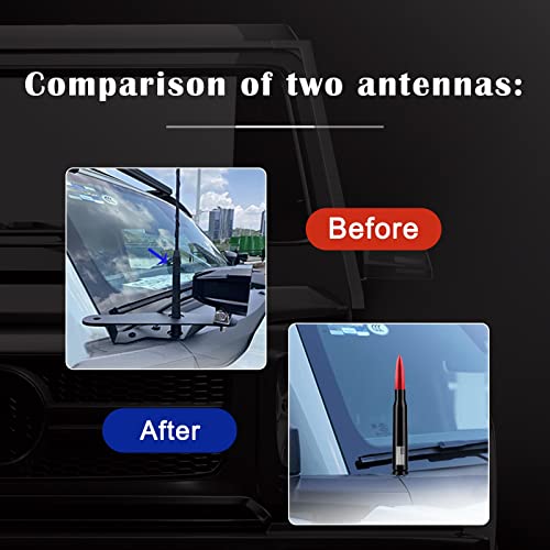 Ajxn 1 PC Car Truck Bullet Antenna, Automobile Antenna Mast, Suitable for GM Chevy Silverado 1500 3500 HD Avalanche GMC Sierra 1500 3500 Denali Heavy Duty Pickup Trucks Accessories (Red) - Image 4