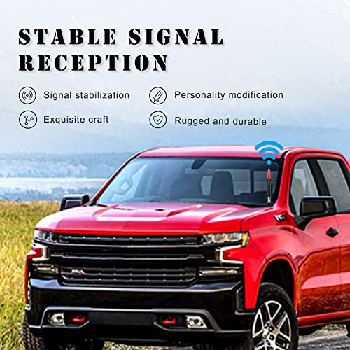 Ajxn 1 PC Car Truck Bullet Antenna, Automobile Antenna Mast, Suitable for GM Chevy Silverado 1500 3500 HD Avalanche GMC Sierra 1500 3500 Denali Heavy Duty Pickup Trucks Accessories (Red) - Image 5