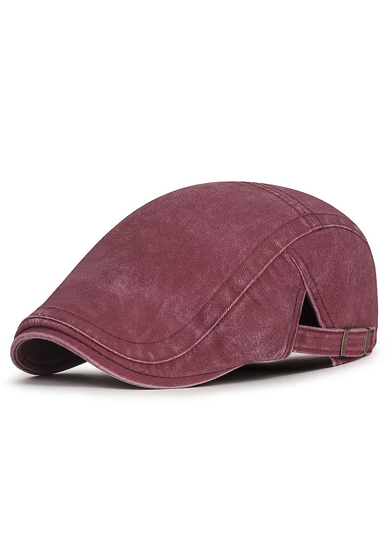 Generic Vintage Washed Newsboy Cap Unisex Wine red  - Image 1