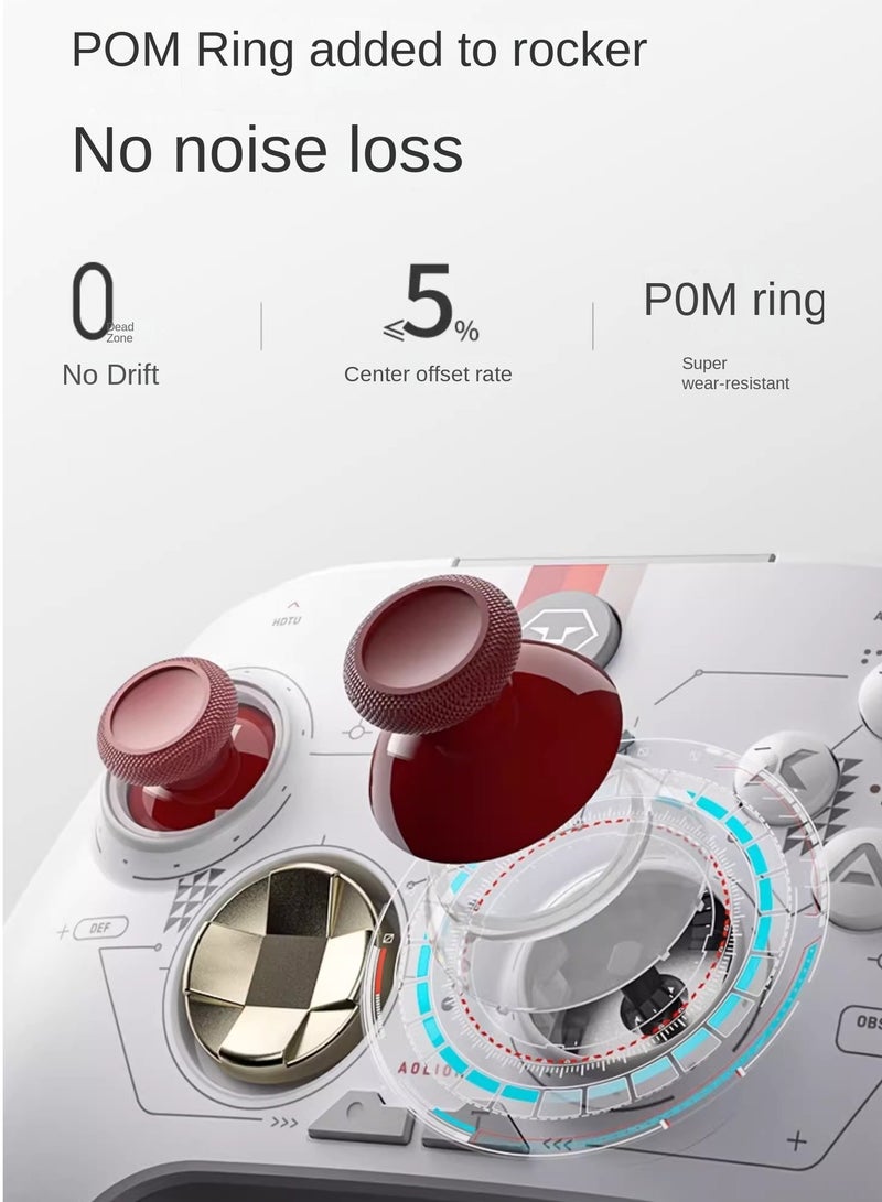 AOLION Wireless Bluetooth Controller, Hall Linear Trigger Gamepad Controller, Compact Portable Gaming Joystick, Comfortable Grip Gamepad With RGB Lightening , (1pc, White, Hall Trigger) - Image 4