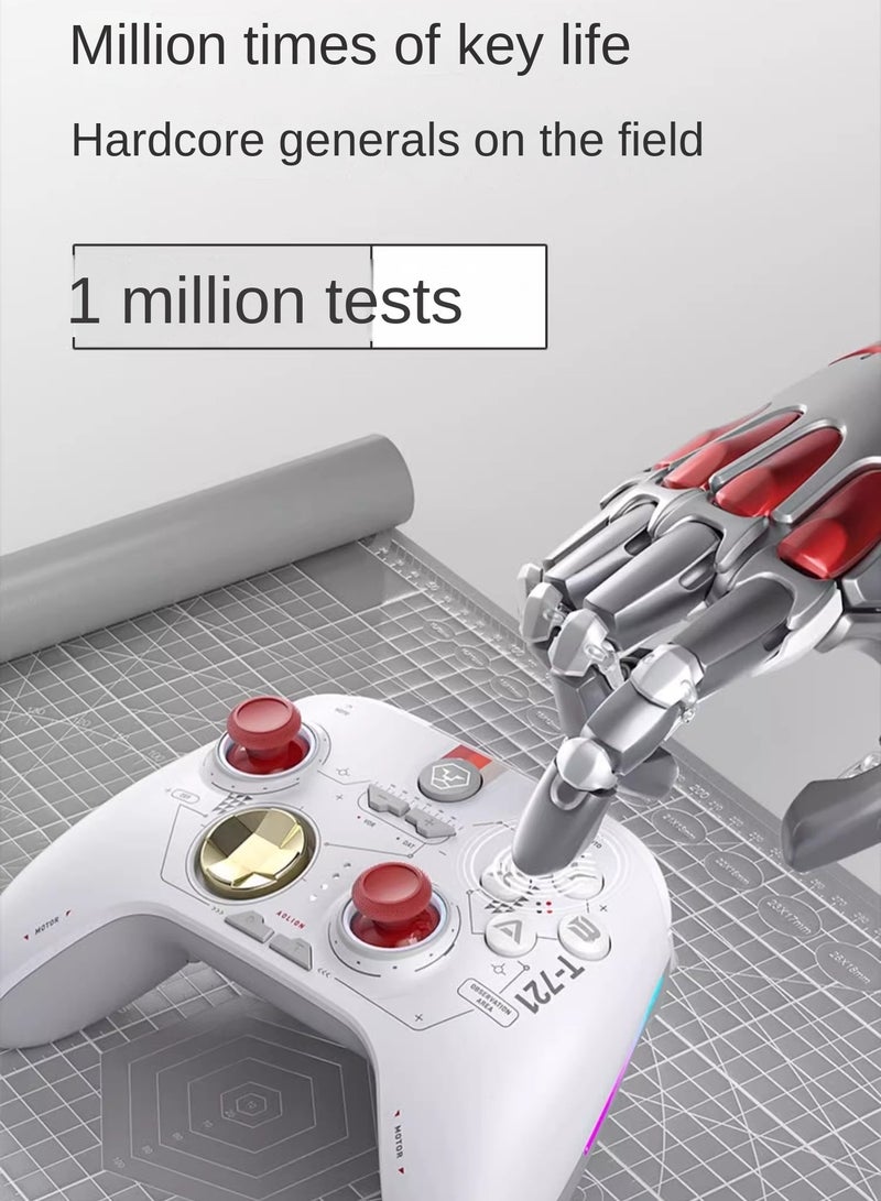 AOLION Wireless Bluetooth Controller, Hall Linear Trigger Gamepad Controller, Compact Portable Gaming Joystick, Comfortable Grip Gamepad With RGB Lightening , (1pc, White, Hall Trigger) - Image 2