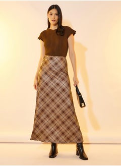 Take Two Checked High Rise Maxi Skirt  - Image 1