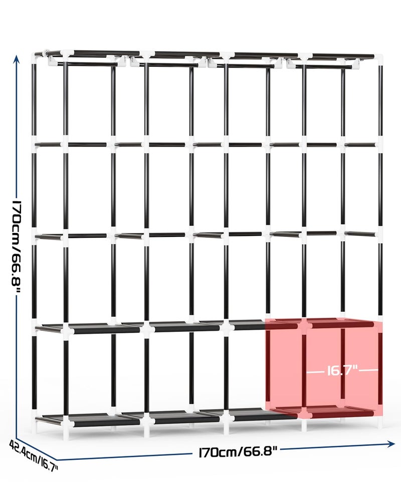 Mavivegue Clothes Organizer with 4 Hanging Rods, Portable Closet Wardrobe, Non-Woven Fabric Cover, Large Capacity Storage for Bedroom and Living Room,Black, 67" W x 17" D x 67" H - Image 2