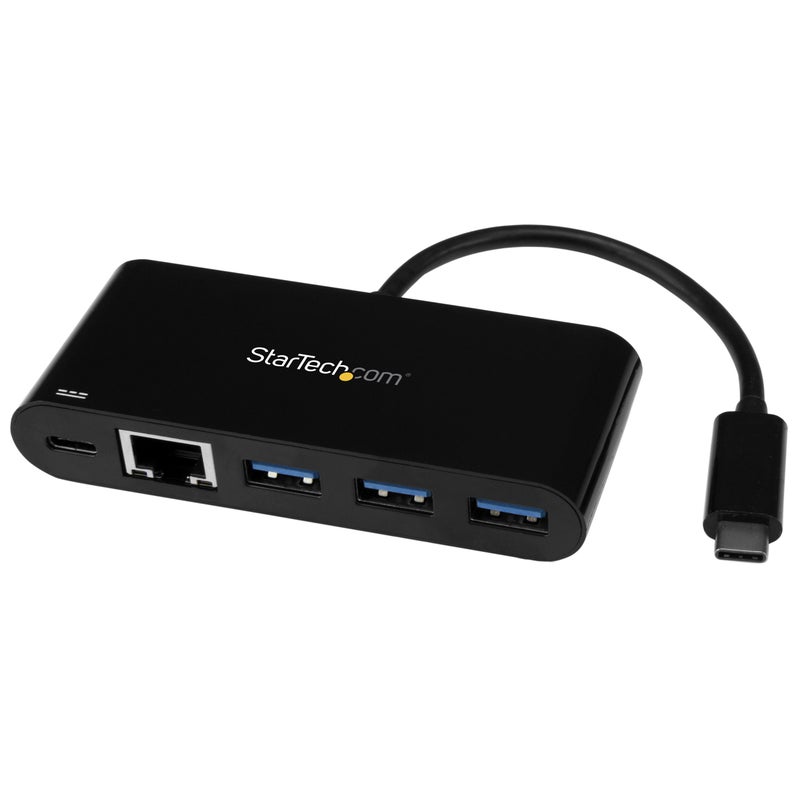 Startech.com StarTechcom USB C to Ethernet Adapter 3 Port with Power Delivery USB PD Power Pass Through Charging USB C Adapter US1GC303APD Black - Image 2