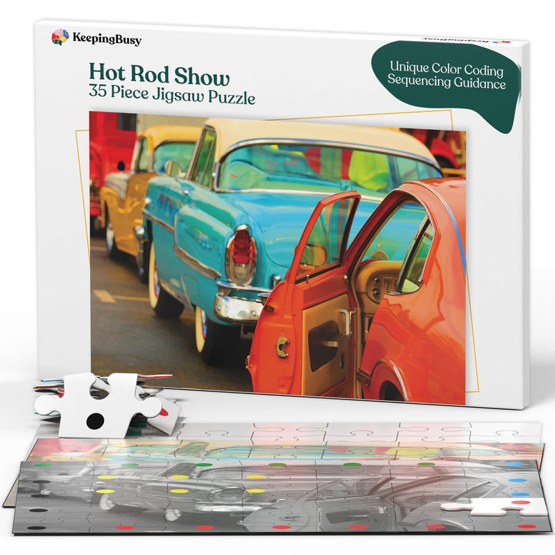 Keeping Busy 35 Piece Cars Puzzle for Seniors with Dementia Box Color Coded Templates Dementia Puzzles for Seniors Gift for Nursing Home Residents Gifts for People in Nursing Home Alheimers Activity - Image 2