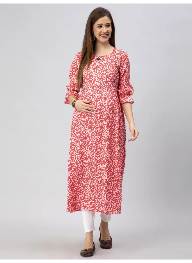 CEE 18 Women's Cotton Rayon A-Line Maternity Dress Feeding Kurti with Zippers