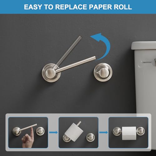 RUMOSE Toilet Paper Holder and Hand Towel Ring Brushed Nickel Wall Mount Bathroom Hardware Accessories 2 PCS Set Flexible Pivoting Toilet Tissue Roll Holder and Towel Hanger, Stainless Steel - Image 4