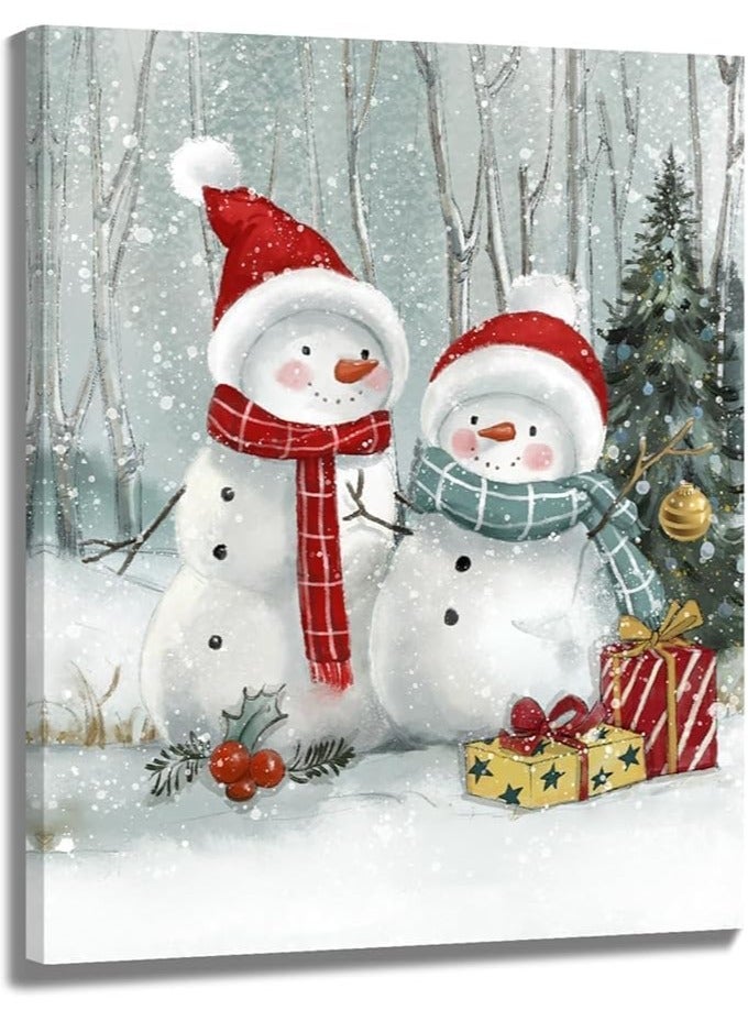 Today Idea Snowmen Christmas Canvas Wall Art | Cute Winter Decor & Christmas Gifts for Bedroom, Living Room, Guest Room & Officce Decor Framed Painting, Prints & Posters 12x15 inch - Image 1