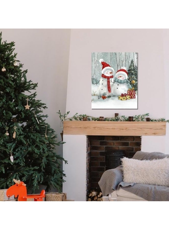 Today Idea Snowmen Christmas Canvas Wall Art | Cute Winter Decor & Christmas Gifts for Bedroom, Living Room, Guest Room & Officce Decor Framed Painting, Prints & Posters 12x15 inch - Image 2