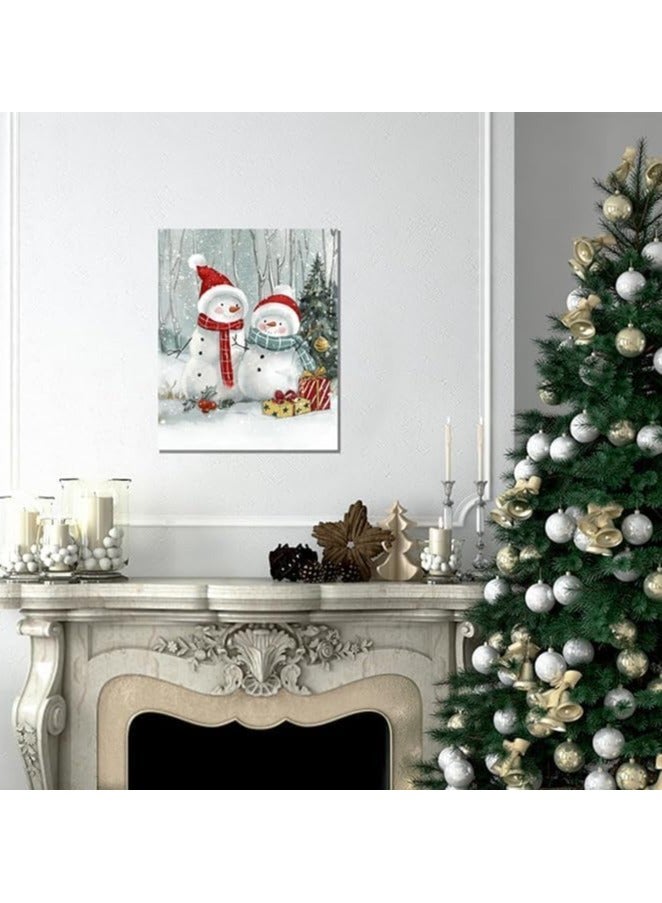 Today Idea Snowmen Christmas Canvas Wall Art | Cute Winter Decor & Christmas Gifts for Bedroom, Living Room, Guest Room & Officce Decor Framed Painting, Prints & Posters 12x15 inch - Image 3