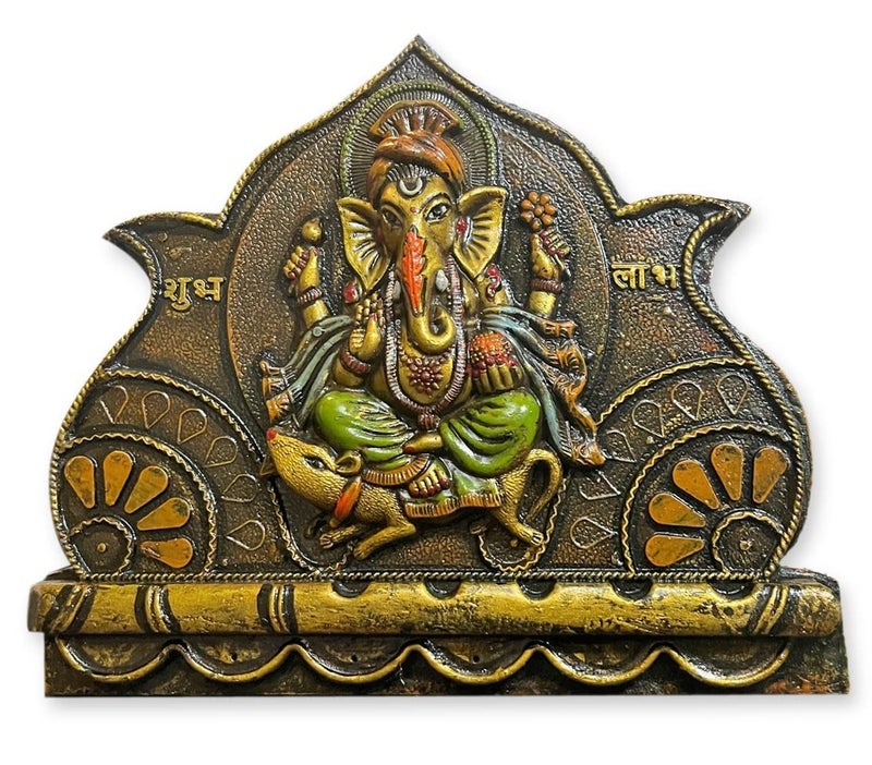 Ethnic Karigari Wood Religious Wall Hanging Painting, Multicolour, 30 cm x 23 cm x 7 cm - Image 5