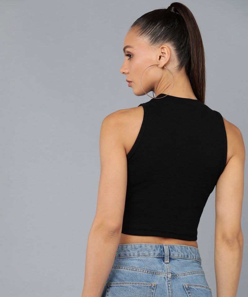 Rock Paper Scissors Womens Halter Neck Crop Tank Top Stylish Tops - Image 3