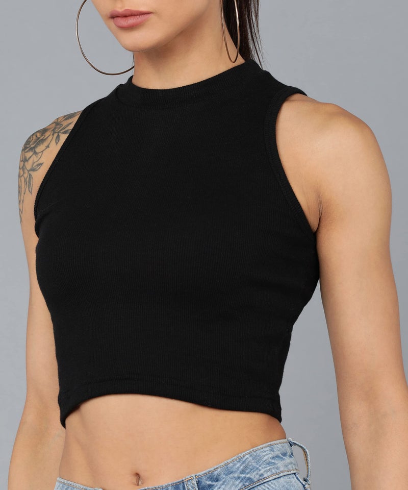 Rock Paper Scissors Womens Halter Neck Crop Tank Top Stylish Tops - Image 4