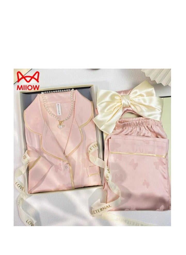 MIIOW - Butterfly Silk Gift Box Set, Long Sleeved And Long Pants Two-Piece Set - Image 1