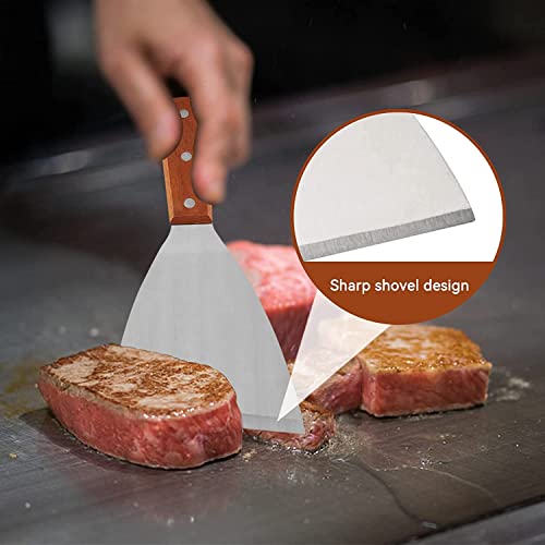 TASKHOUSE Metal Spatula with Beveled Edges Stainless Steel Burger Turner for Grill, Heavy Duty Griddle & Cast Iron Skillet (1 Piece) - Image 2