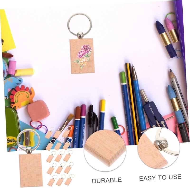 Repeated use trusted quality STOBOK 30pcs Unfinished Wood Keychain Blanks for Crafts Wooden Key for Keychain Jewelry Making and Creative Projects Any Occasion Multi-demand compliant quality - Image 3