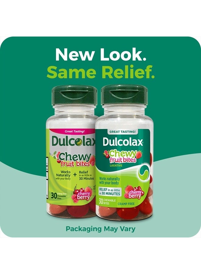 DULCOLAX Saline Laxative Chewy Fruit Bites, Fast & Gentle Constipation Relief, Cherry Berry Flavor, Magnesium Hydroxide 600 mg, 30 Count - Image 2