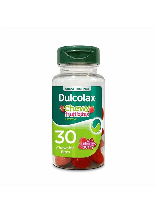 DULCOLAX Saline Laxative Chewy Fruit Bites, Fast & Gentle Constipation Relief, Cherry Berry Flavor, Magnesium Hydroxide 600 mg, 30 Count - Image 1