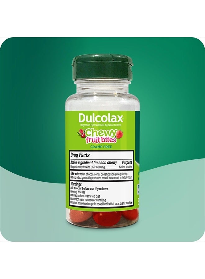 DULCOLAX Saline Laxative Chewy Fruit Bites, Fast & Gentle Constipation Relief, Cherry Berry Flavor, Magnesium Hydroxide 600 mg, 30 Count - Image 3