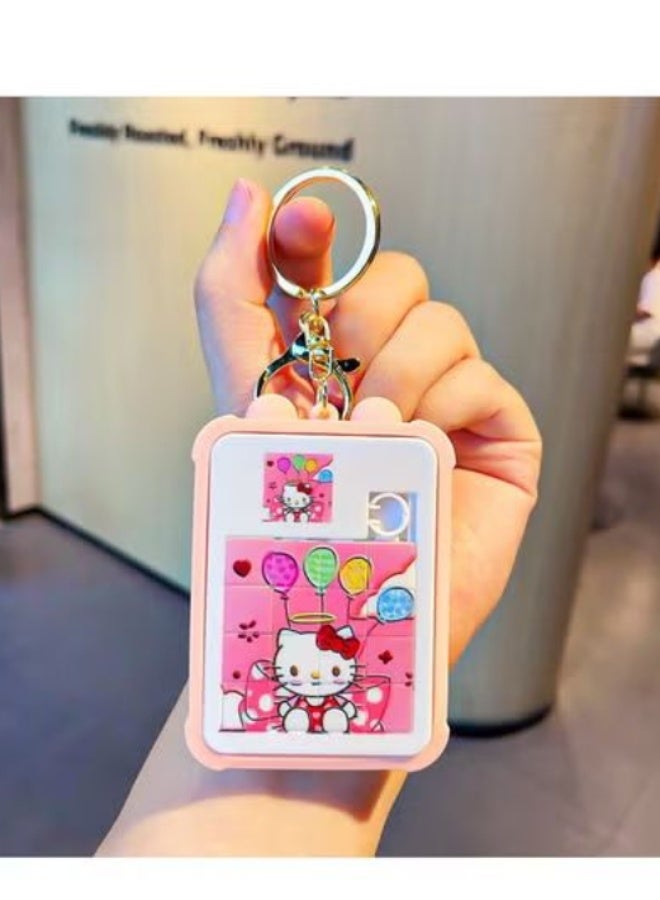 Hello Kitty Puzzle Design Keychain (Pink Decorative Case)