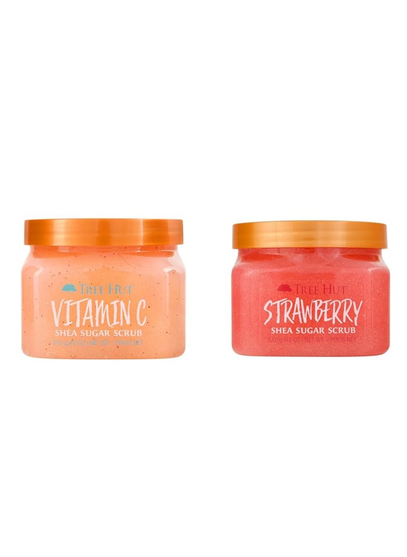 Tree Hut Tree Hut Vitamin C and Strawberry Shea Sugar Body Scrubs, Both 18 oz, Ultra Hydrating and Exfoliating 