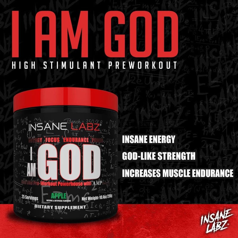 Insane Labz I am God Pre Workout High Stim Pre Workout Powder Loaded with Creatine and DMAE Bitartrate Fueled by AMPiberry Energy Focus Endurance Muscle Growth25 SrvgsDrink Ye All of It - Image 4