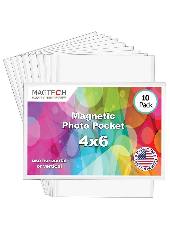 Magnetic Pocket Picture Frame White Holds 4 X 6 Inches Photos 10 Pack 14610