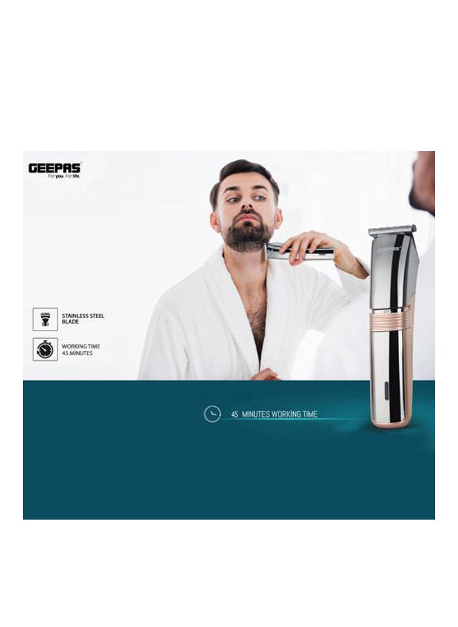 GEEPAS - Rechargeable Hair and Bread Trimmer, 4 Guide Combs, GTR56047 | Professional Cordless Hair Clippers | Rechargeable Haircut Kit with Steel Blade | Grooming Kit with Guide Comb - Image 1