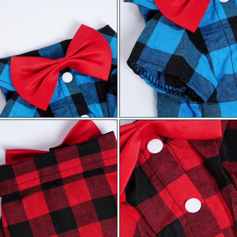 Tongcloud 2 Pack Plaid Dog Shirts - Puppy & Cat Shirts for Small Dogs & Cats - Red & Blue, Medium - Birthday Party & Holiday Photo - Image 3