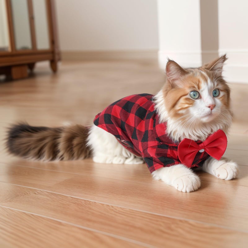 Tongcloud 2 Pack Plaid Dog Shirts - Puppy & Cat Shirts for Small Dogs & Cats - Red & Blue, Medium - Birthday Party & Holiday Photo - Image 5