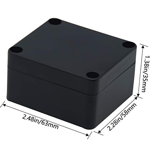 Zulkit Junction Box, Zulkit Project Box IP65 Waterproof Outdoor Box ABS Plastic Electrical Boxes Electronic Enclosure Black 2.48 x 2.28 x 1.38 inch (63 x 58 x 35mm) - Image 2