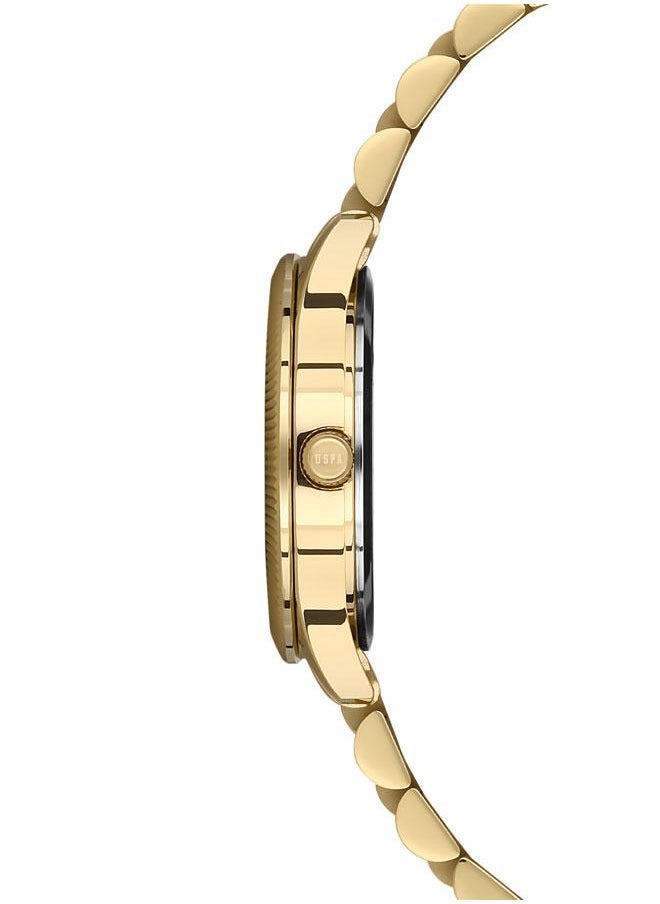 U.S. Polo Assn. U.S. Polo Assn. Fundamental 32mm Ladies' Gold Dial Watch with Sleek Gold Stainless Steel Band - Elegant & Stylish  - Image 2