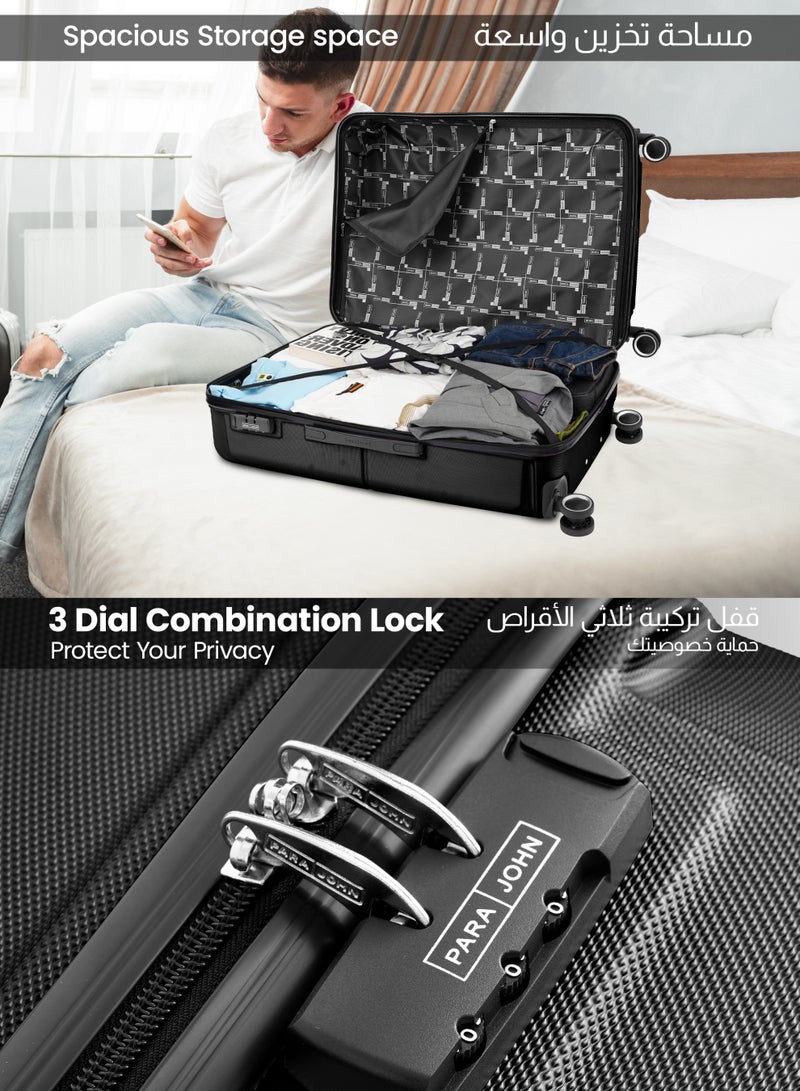 PARAJOHN large Size Lightweigh ABS Hardside Spinner Luggage Trolley -28 Inch | Carrying 30KG 4-Wheel Hardshell Suitcase Black - Image 3