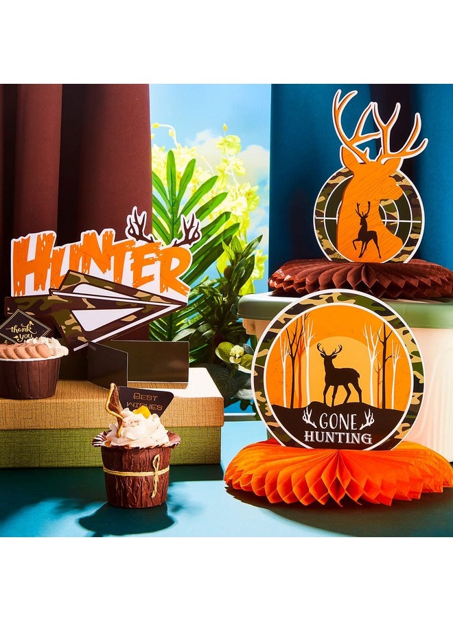Containlol - 12 Pieces Hunting Birthday Decorations Hunting Table Centerpieces Camo Party Decorations Hunting Honeycomb Centerpieces Camo Birthday Party Supplies For Hunting Birthday Baby Shower Party Supplies - Image 1